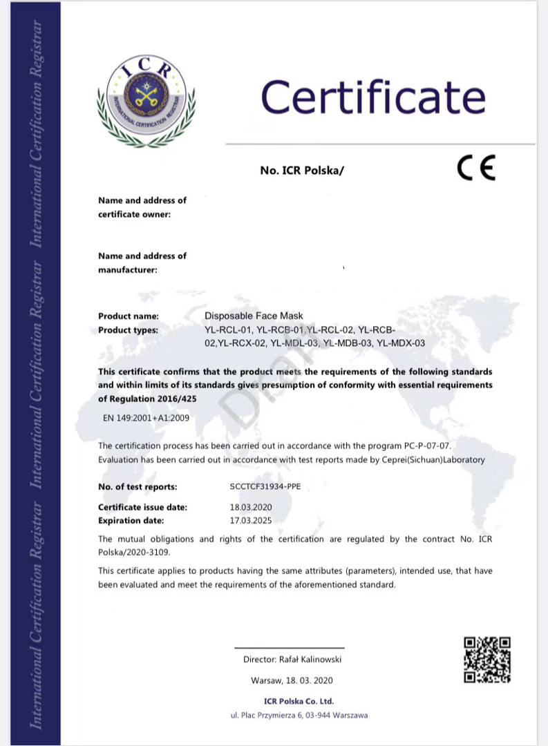 3-ply Masks Cert